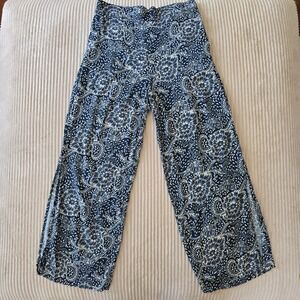 MAEVE ANTHROPOLOGIE Anika Floral Wide Leg Palazzo Beach Pants BLUE WHITE size S